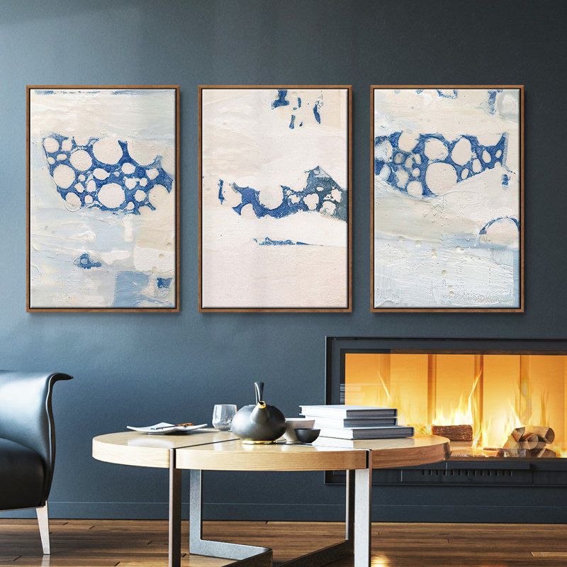" Lido I " 3 - Pieces, Walnut Framed, 40" H x 78" W x 2" D