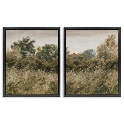 Rural Foliage Thicket 2pc Floating Frame Set, design by Lettered and Lined