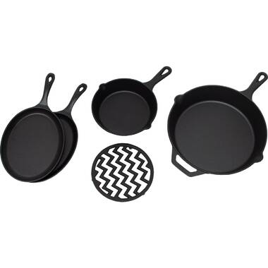 Lava Enameled Cast Iron Pizza Pan-Crepe and Pancake Pan 8 inch-with Beechwood Service Platter, Size: W: 9.05 Large: 11.02 H: 1.41, Black