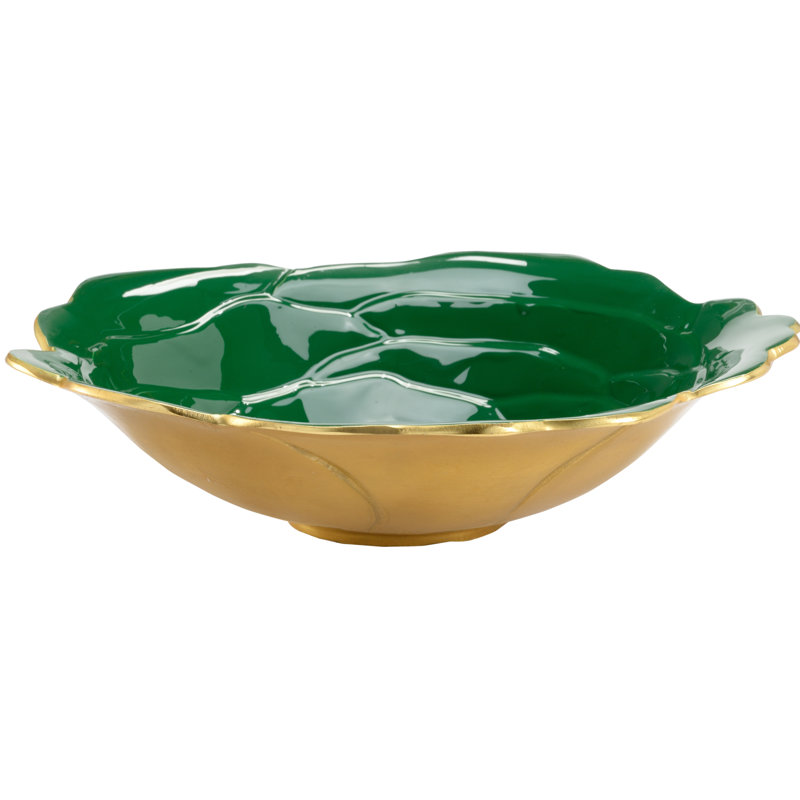 Bol décoratif en métal, H 3 po x l 9,5 po x P 9,5 po, Vert