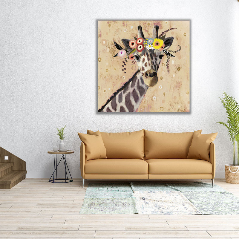 Klimt Giraffe II - reproduction d'art sur toile, H 20 po x l 20 po