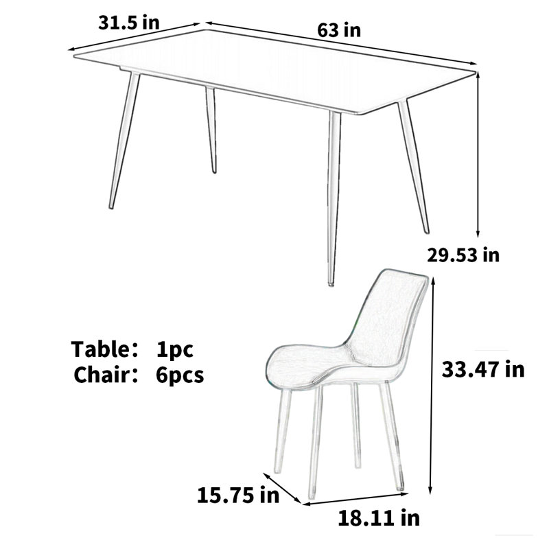 Table de salle à manger moderne en pierre noire minimaliste moderne, H 29,53 po x L 63 po x l 31,5 po