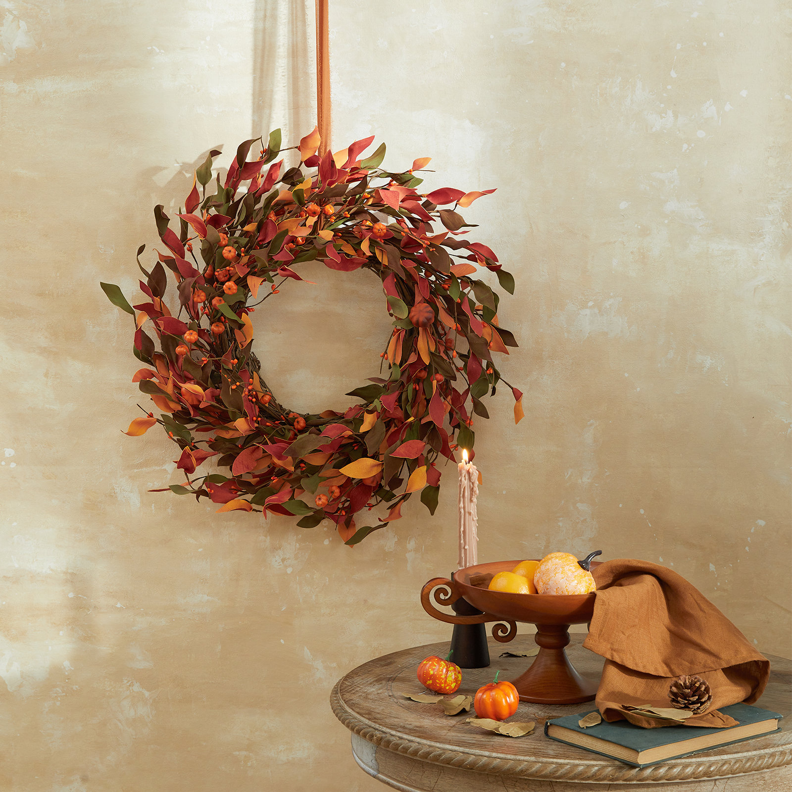 The Holiday Aisle® 20" Handcrafted Pumpkin Wreath