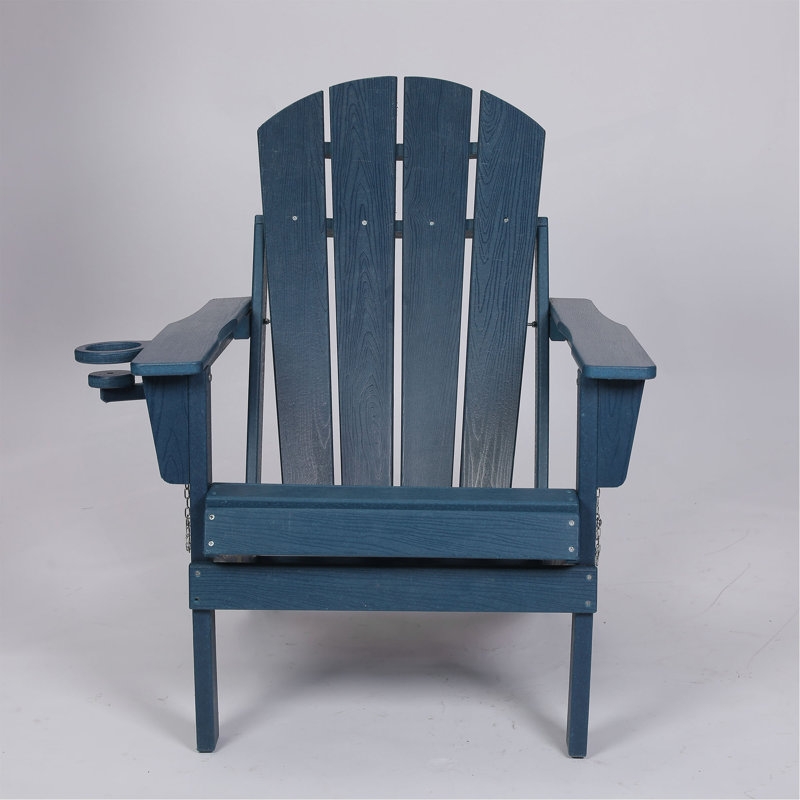 Chaise Adirondack pliante en PEHD avec porte-gobelet double - Chaise Adirondack en composite avec texture bois