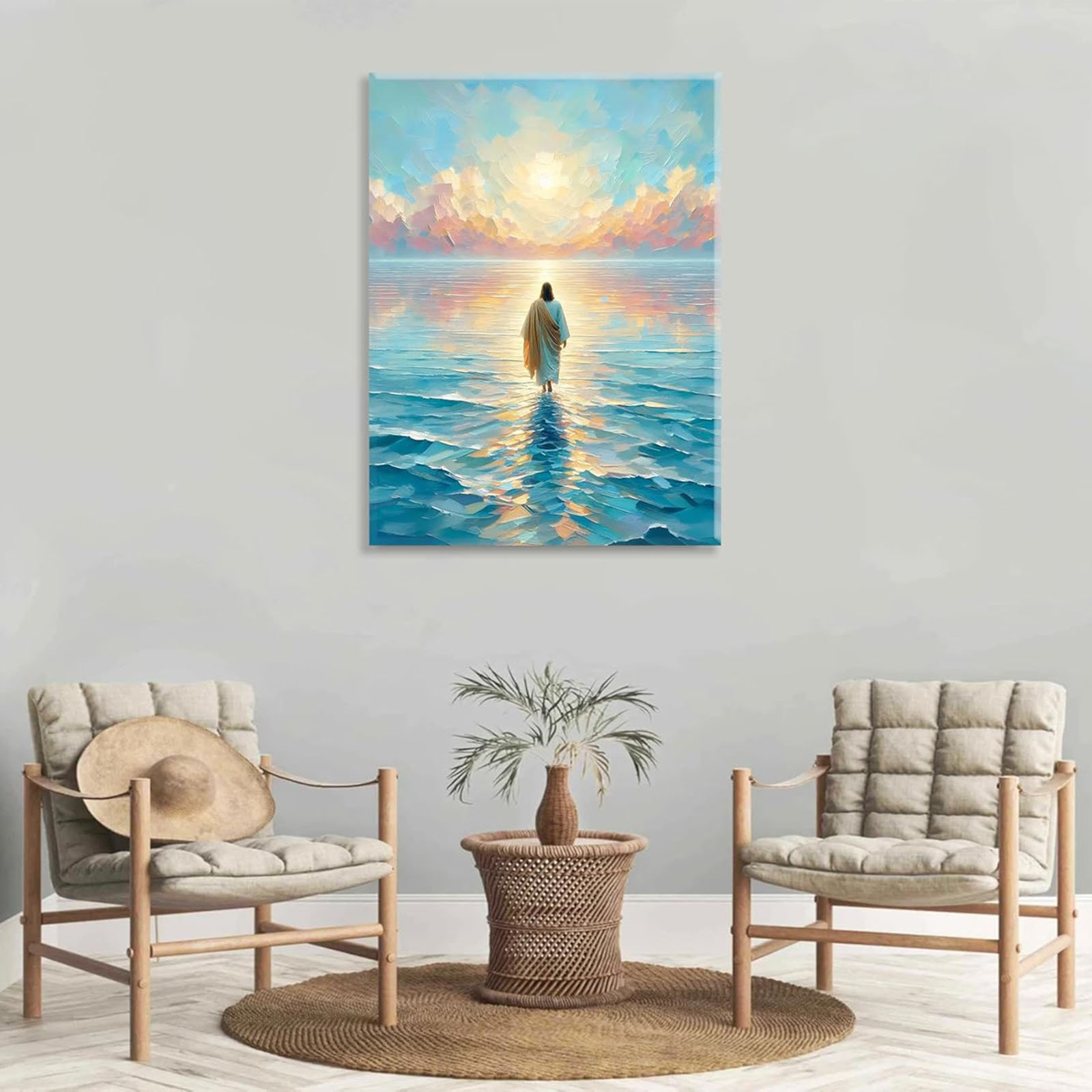Red Barrel Studio® Jesus Walking On Water Canvas Wall Art Christian ...
