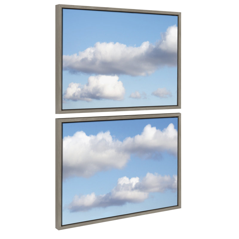 «Uplifting Clouds» par Stephanie Klatt, ensemble d'art mural sur toile encadrée, Gris