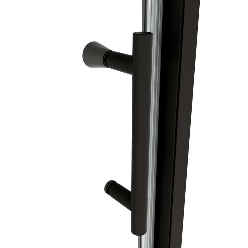 50-54" X 71" Shower Door, Matte Black, 1/4" Tempered Glass, Pivot Swing Style, Stainless Steel Handle, Wall Adjustable Channel, Reversible Install Door - W H, Black Finish, Hardware, Good Leakage,