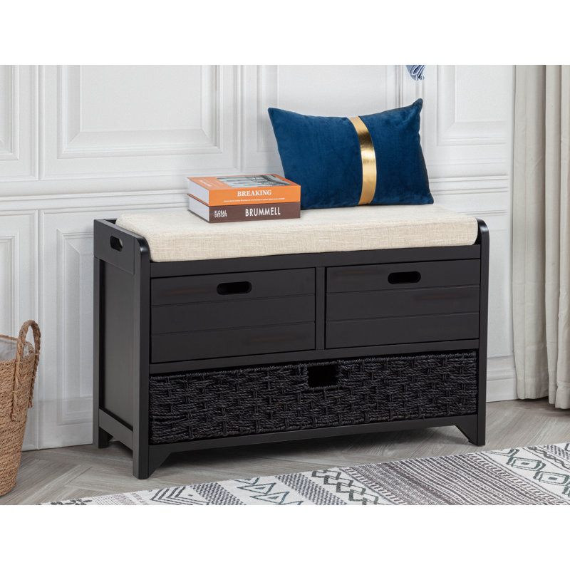 Thomasine 3 Drawer Storage Bench , Black