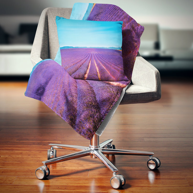 Coussin lavande imprimé fleurs et lavande, 16 po x 1 po, Coussin décoratif