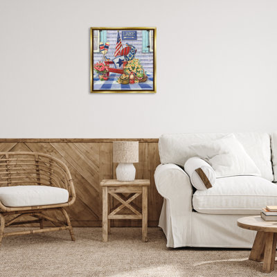 Americana Porch View Framed Floater Canvas Wall Art by Geoff Allen
