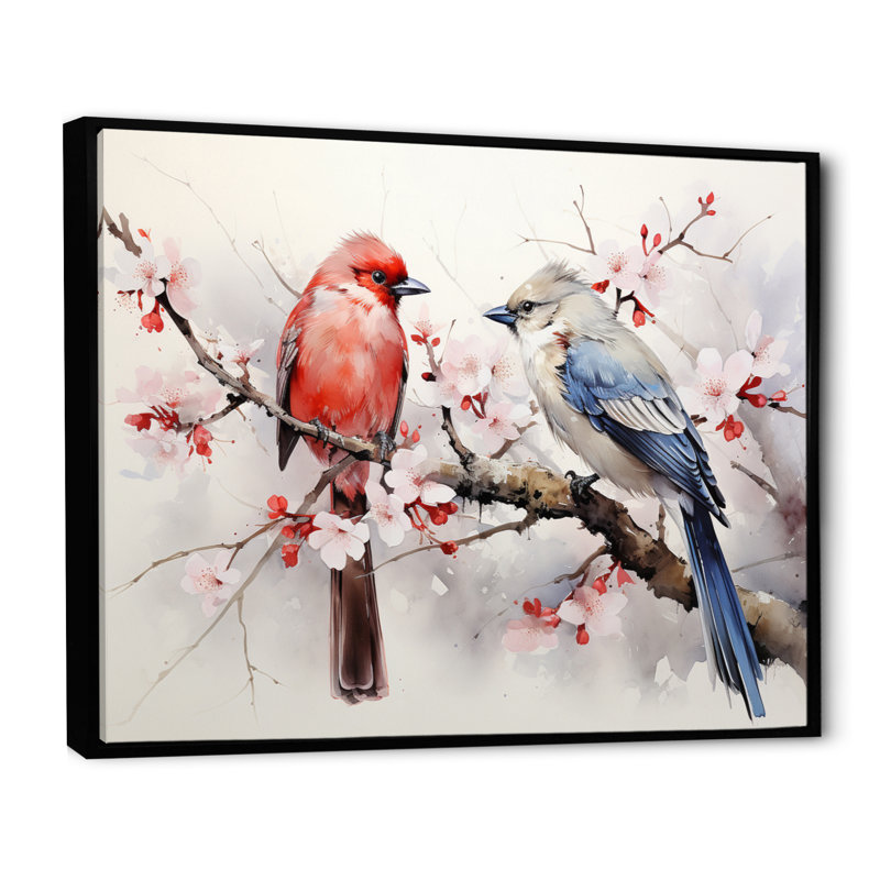 «Asian Art Sumi Bird Serenity V», reproduction d'art, H 12 po x l 20 po x P 1 po, Cadre flottant noir