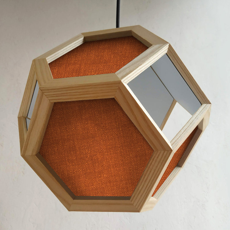 Chew 1 - Light Oil Geometric Pendant, Light Oak/Orange