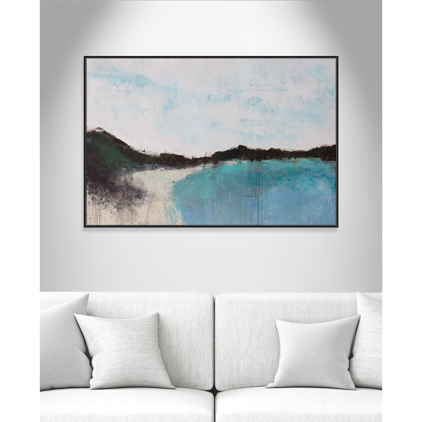 Mountainside Lakeview III by Filippo Ioco, 41.5'' H x 61.5'' W x 2'' D, Black Framed