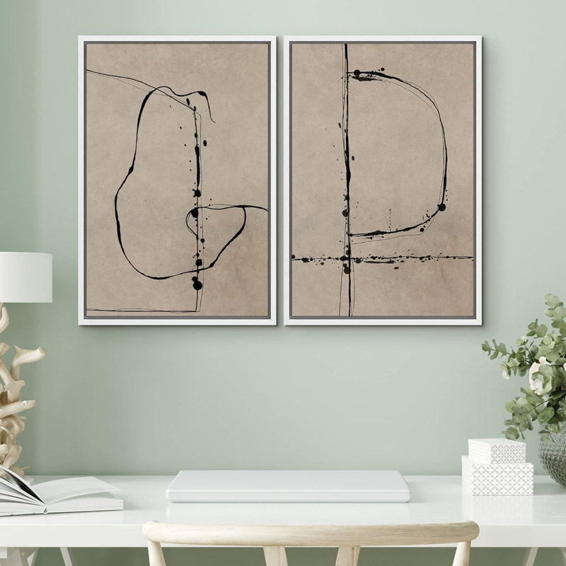 Grunge - Ensemble de 2 reproductions encadrées sur toile, Blanc, H 36 po x l 24 po