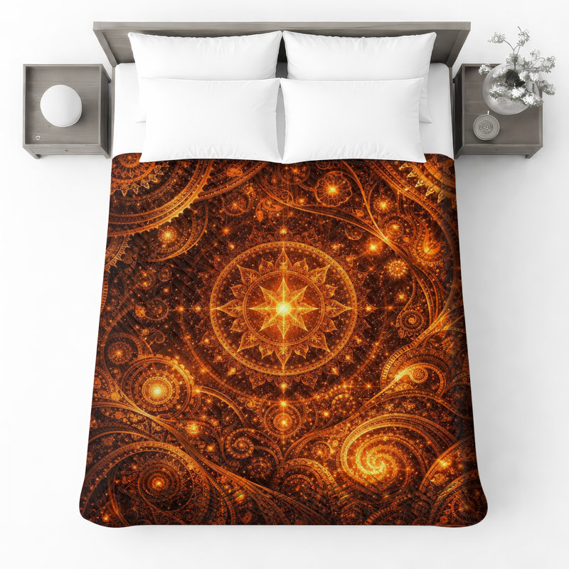 Couvre-lit matelassé Intricate Star Mandala , Grand lit