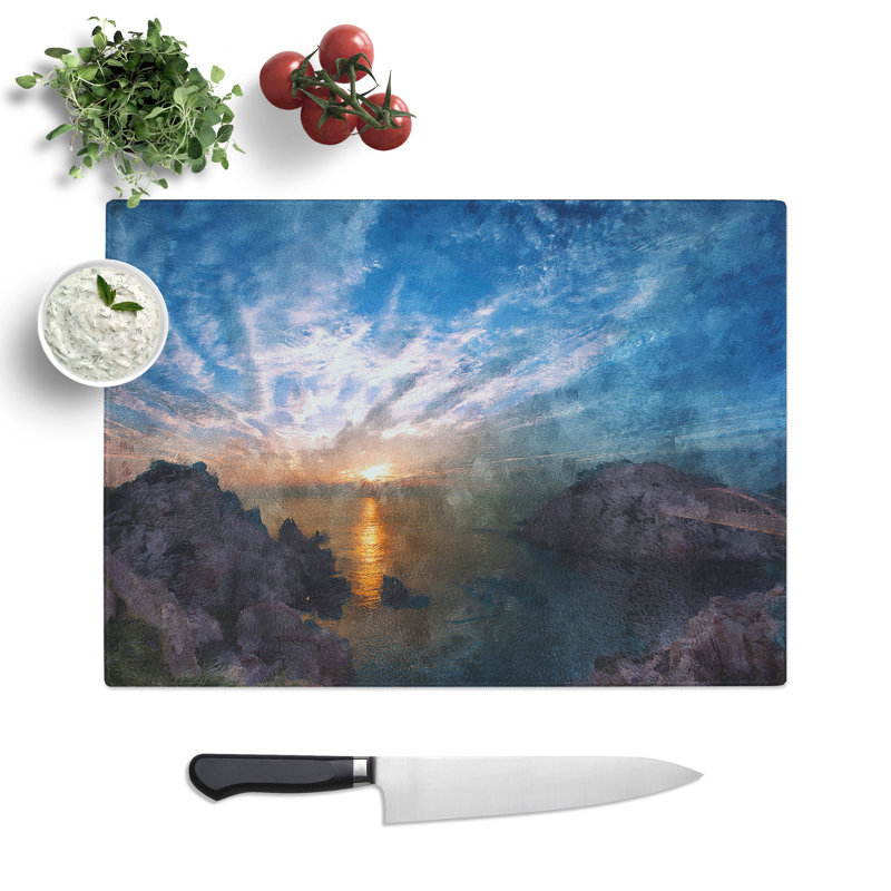 Beautiful Sunrise Painting Chopping Board, 0.4cm H x 29cm W x 39cm L