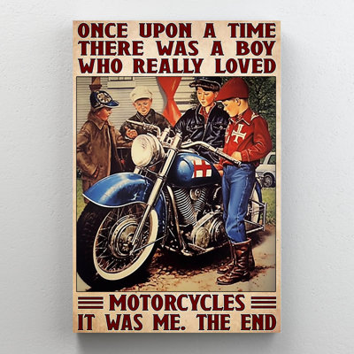Un garçon qui aime vraiment les motos - 1 pièce, impression d'art graphique rectangulaire sur toile tendue