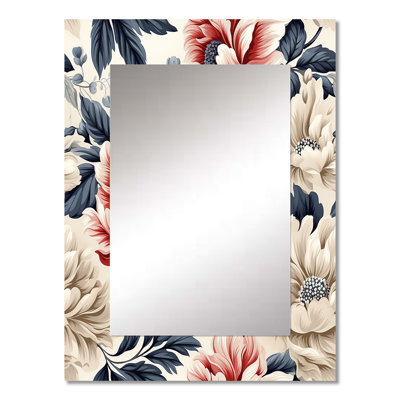 Vintage Farmhouse Damask - Floral Unique Wall Mirror, Floral Mirror, Printed Metal Art
