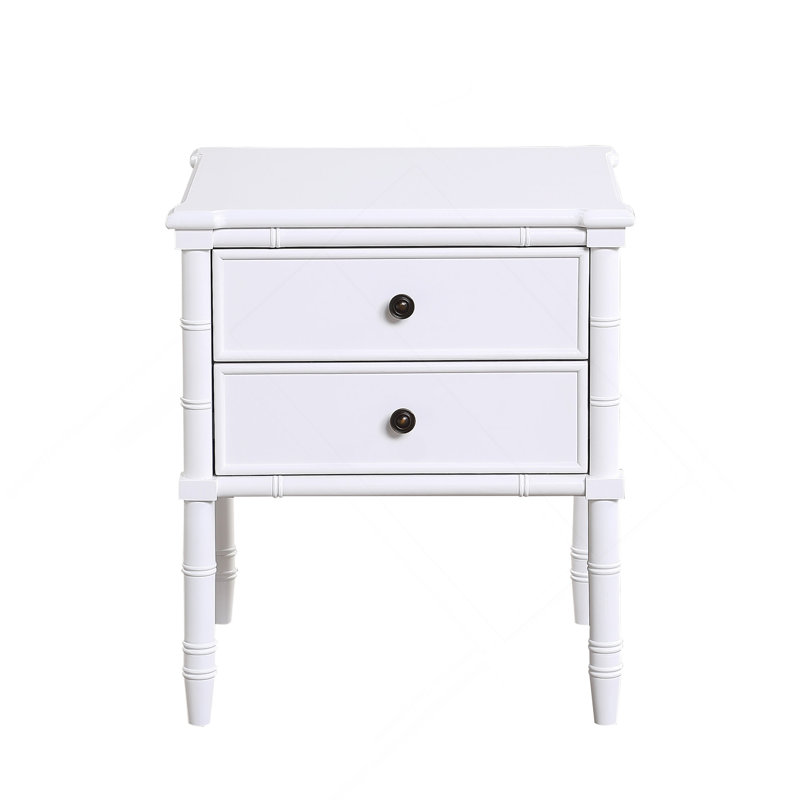 Table de chevet 2 tiroirs Emmett - Blanc, Blanc