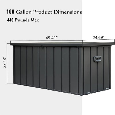 Yesurprise 100 Gallons Water Resistant Metal Lockable Deck Box with Wheels