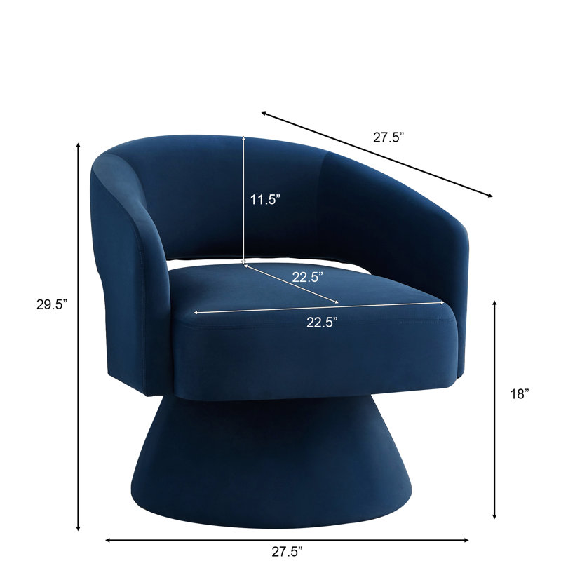 Fauteuil pivotant de chambre à coucher moderne, revêtement en velours bleu marine, velours rotatif à 360 degrés, fauteuil confortable