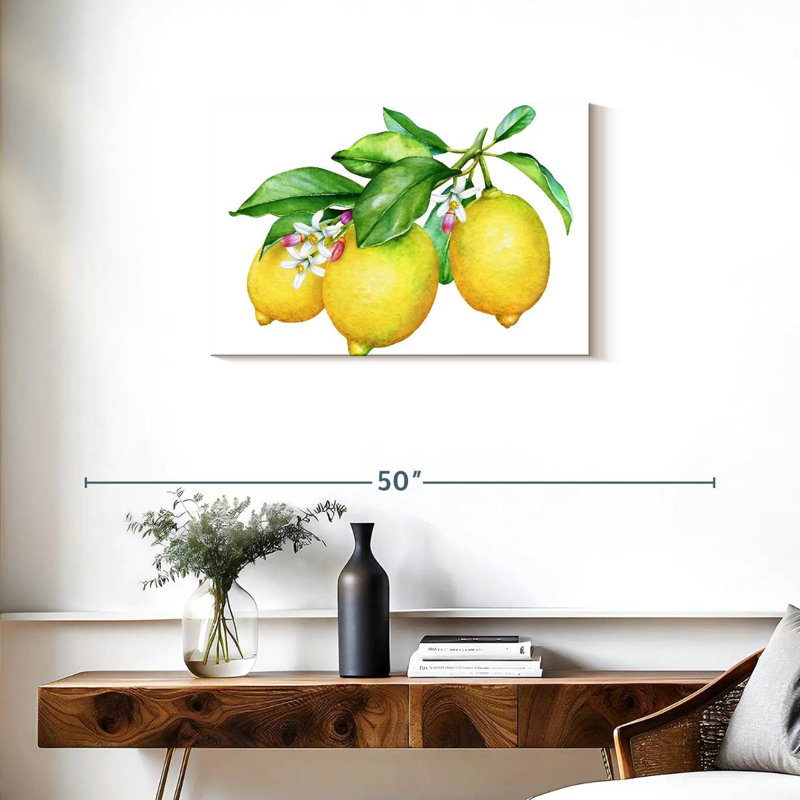 3 citrons et fleurs, H 20 po x l 30 po