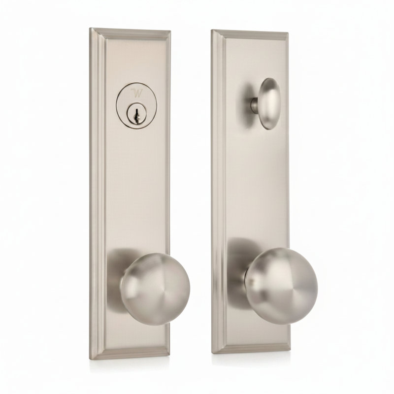 Boutons Atteberry avec pêne dormant, Gauche, Nickel satiné