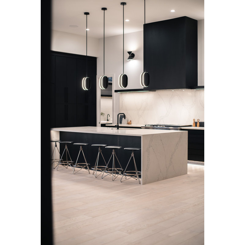 Biniam 1 - Light LED Geometric Pendant, Black, 12.25" H x 7.75" W x 7.75" D