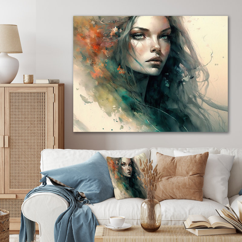 «Sensual Woman Impression Watercolor VI», reproduction sur toile, H 12 po x l 20 po x P 1 po, Toile tendue