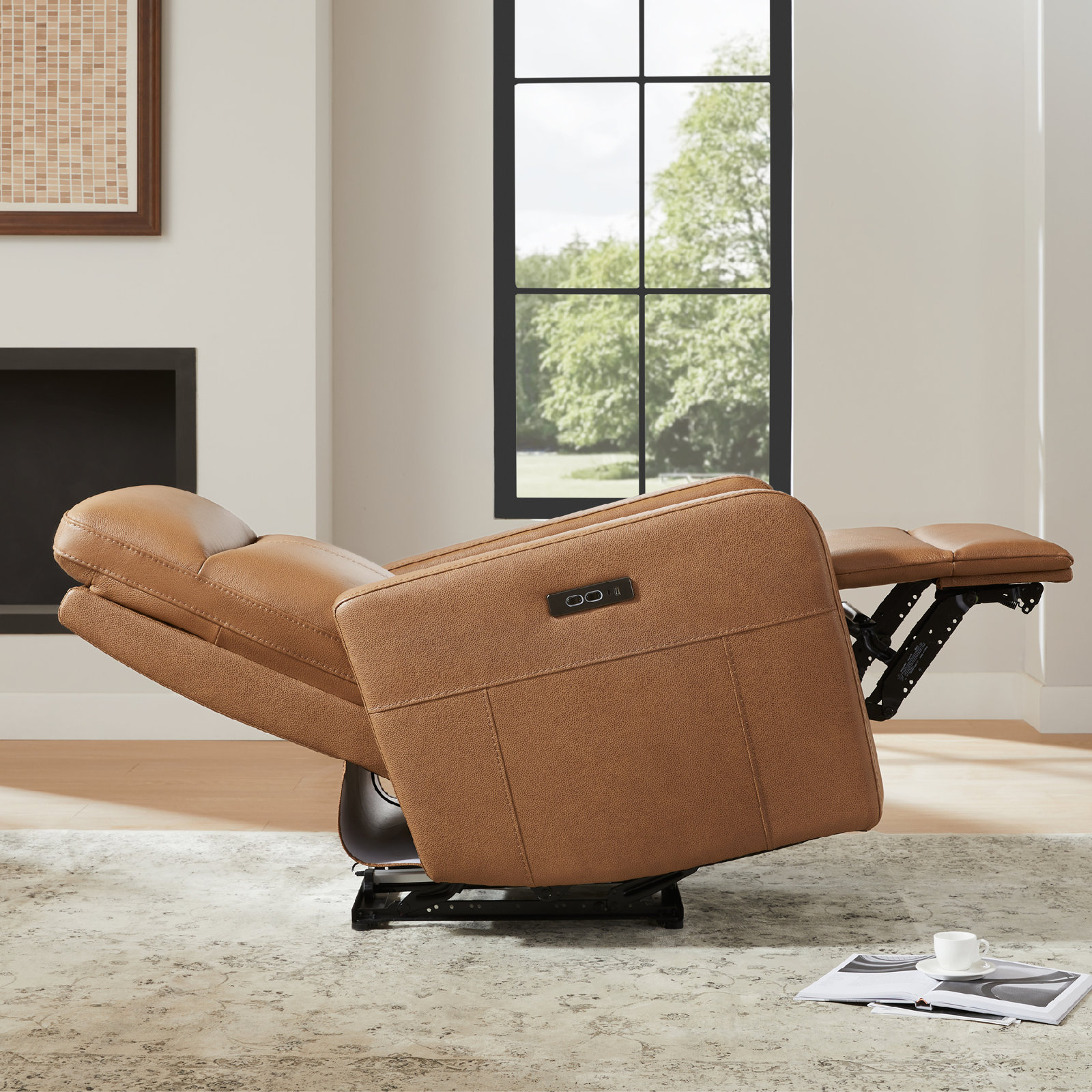 Leena 33" Genuine Leather Power Recliner, York Butternut Top Grain Genuine Leather
