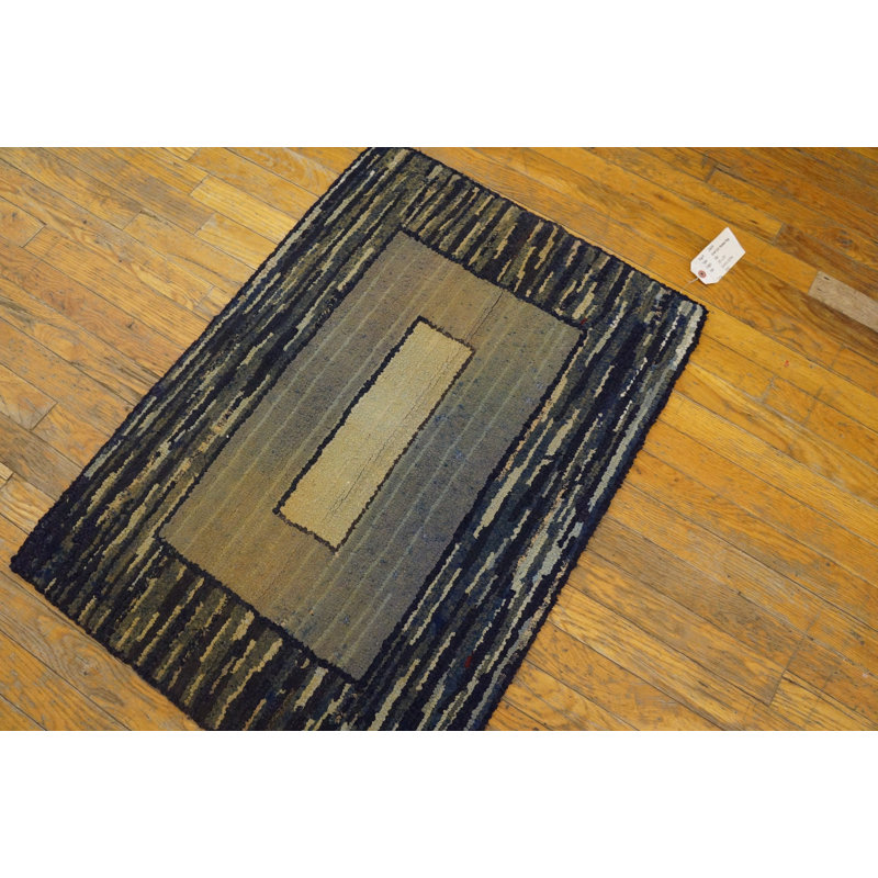 Wool Geometric Area Rug in Gray