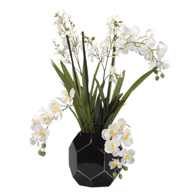 Silk-Polyester, Plastic Blend Orchid Arrangement in Vase