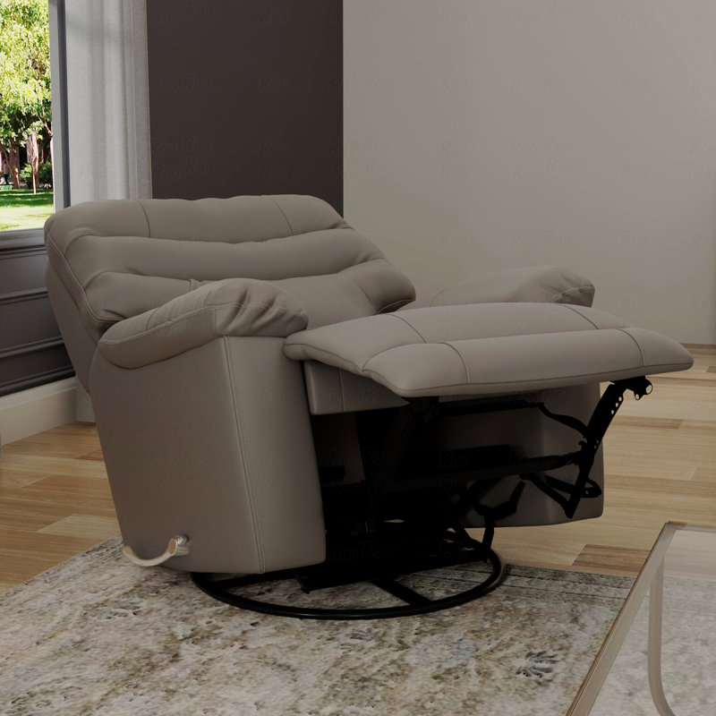 Swivel Glider With Recliner Function With Manual Footrest In Oslo Sky, Gray