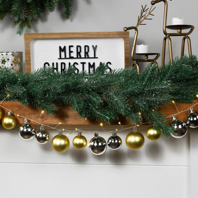 Ornament String Christmas Lights - Warm White LED - 3' Clear Wire - 10Ct, Silver