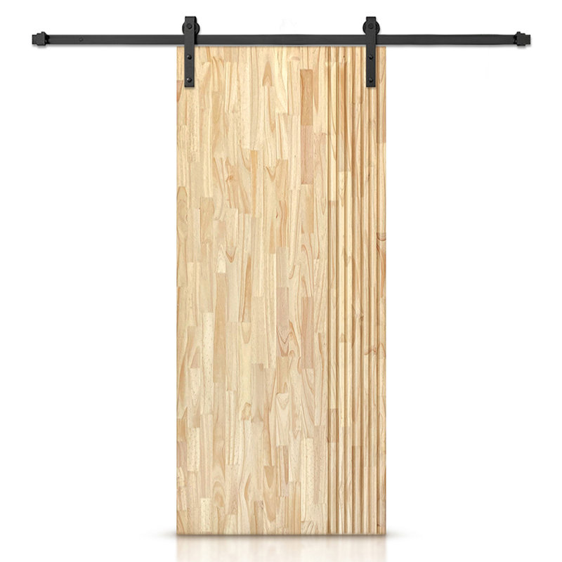 Porte de grange en bois massif lambrissé et métal, Sans finition, H 96 po x l 36 po