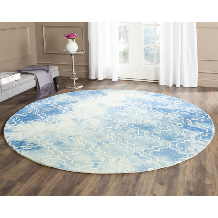 Berman Hand Tufted Wool/Cotton Geometric Rug in Ivory/Blue