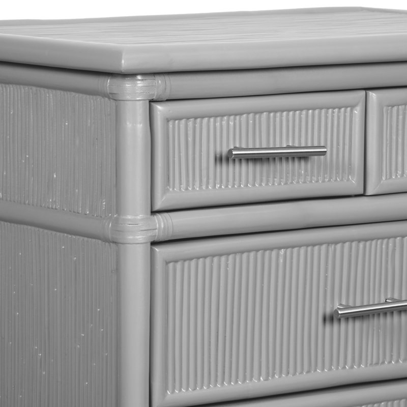 Table de chevet 4 tiroirs Bermuda, Gris clair