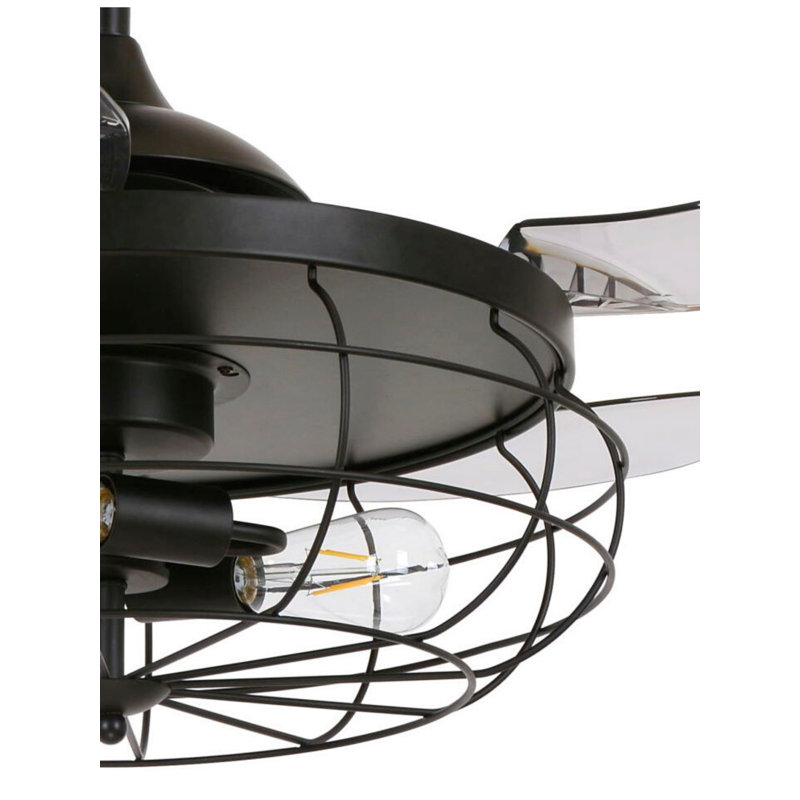 Amabilia 122cm Ceiling Fan with Light Kit, Black with Smoked Blades