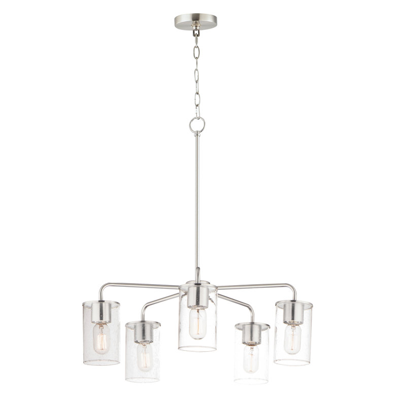 5 - Light Dimmable Classic / Traditional Chandelier, Satin Nickel