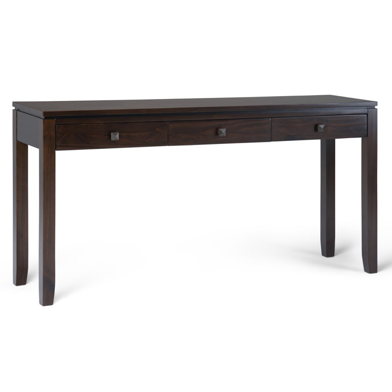 Mahogany Brown Solid Wood Console Table with Storage