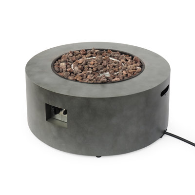Round Iron Fire Pit, 40,000 , Propane - Fueled, Smokeless, , Quick Electronic Ignition, No Assembly, Stone Gray, 32 Inches Wide, Deep, 13.5 High, 40.1 Lb Smokeless Start,