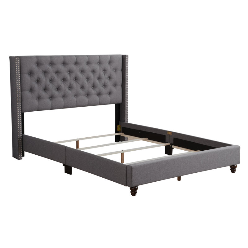 Ashe Upholstered Wingback Bed, Full / Double, Light Gray
