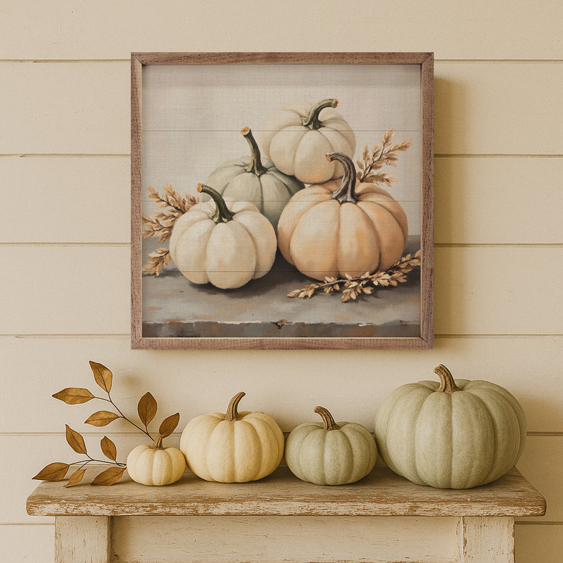 White Pumpkins Square, 24" H x 24" W