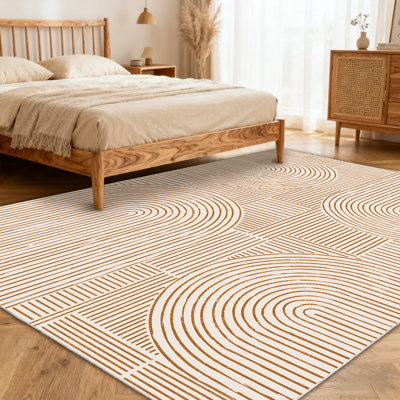 Tapis géométrique abstrait pour le salon, tapis à poils courts avec envers en caoutchouc, tapis performant pour la chambre à coucher, salle à manger, tapis minimaliste pour la décoration intérieure, tapis intérieurs lavables pour l'extérieur, idéal pour les endroits très passants
