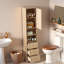 Tall Freestanding Bathroom Cabinet With Adjustable Shelf, 3 Drawers, Open Storage And Gold Metal Handles