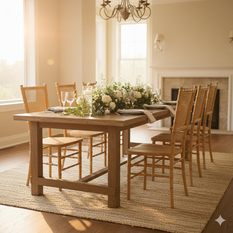 CHAISE CHIAVARI AVEC RATTAN À L'ARRIÈRE