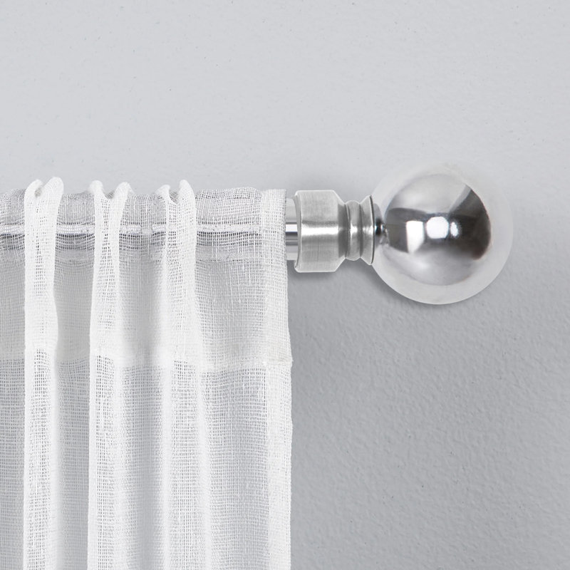 Apalachin Plain Metal Ball Extendable Single Curtain Rod /Pole, 160 - 300 cm, Chrome