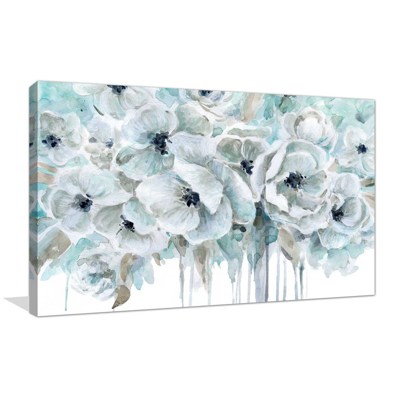 Bleu sarcelle harmonie II par - Peinture, Toile tendue, H 18 po x l 30 po x P 1 po