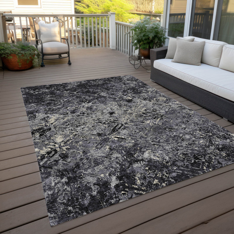 Tapis intérieur / extérieur lavable à la machine Mahaney ACN768 Sky, Rectangle 9' x 12'