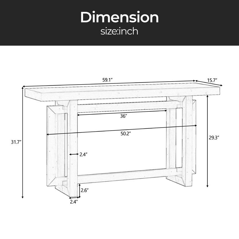 59.1'' Console Table, Gray